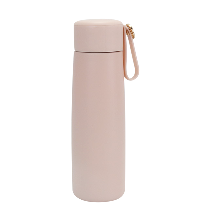 Thermos sous vide droit rose de conception d'anneau de traction de 320 ml