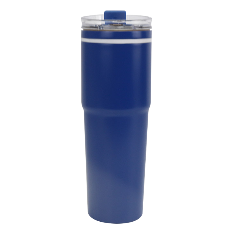 Gobelet bleu de voiture de couverture coulissante de grande capacité de 750ml avec le caboteur