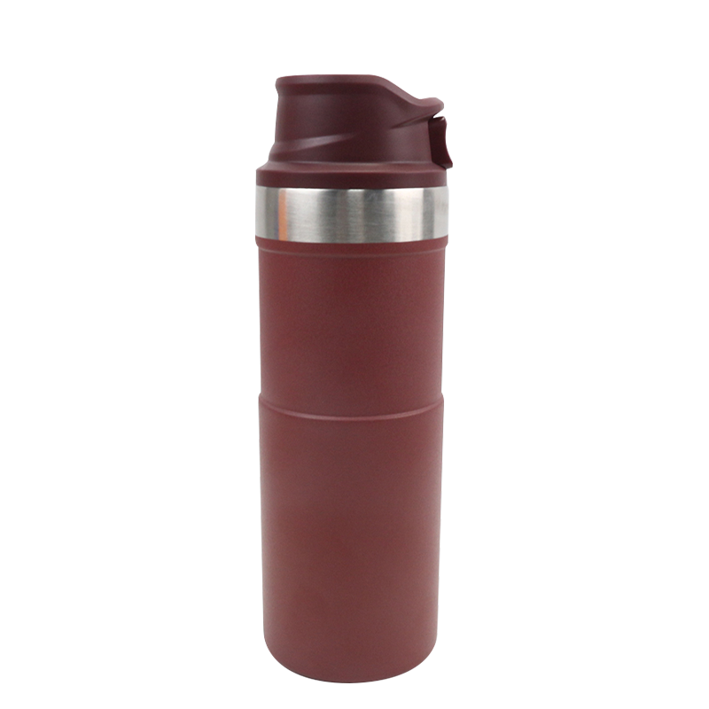 Bouteille de sport en plastique PP, 500ml, en acier inoxydable 304, Anti-décoloration, Push-to-drink, Thermos