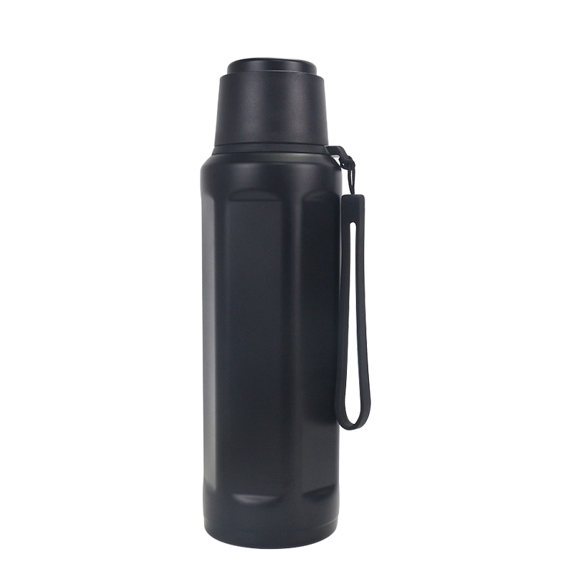 Thermos sous vide à Double couvercle en acier inoxydable 304, anneau de transport en Silicone noir, 500ml