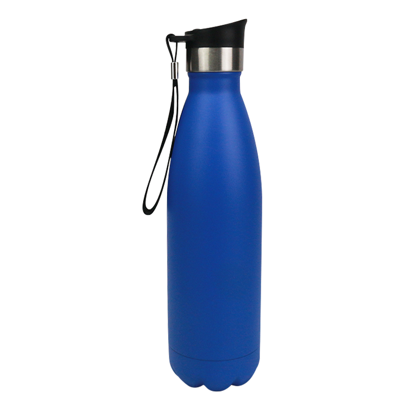 Bouteille de Cola avec couvercle à pression en Silicone, peinture bleue de 500ml