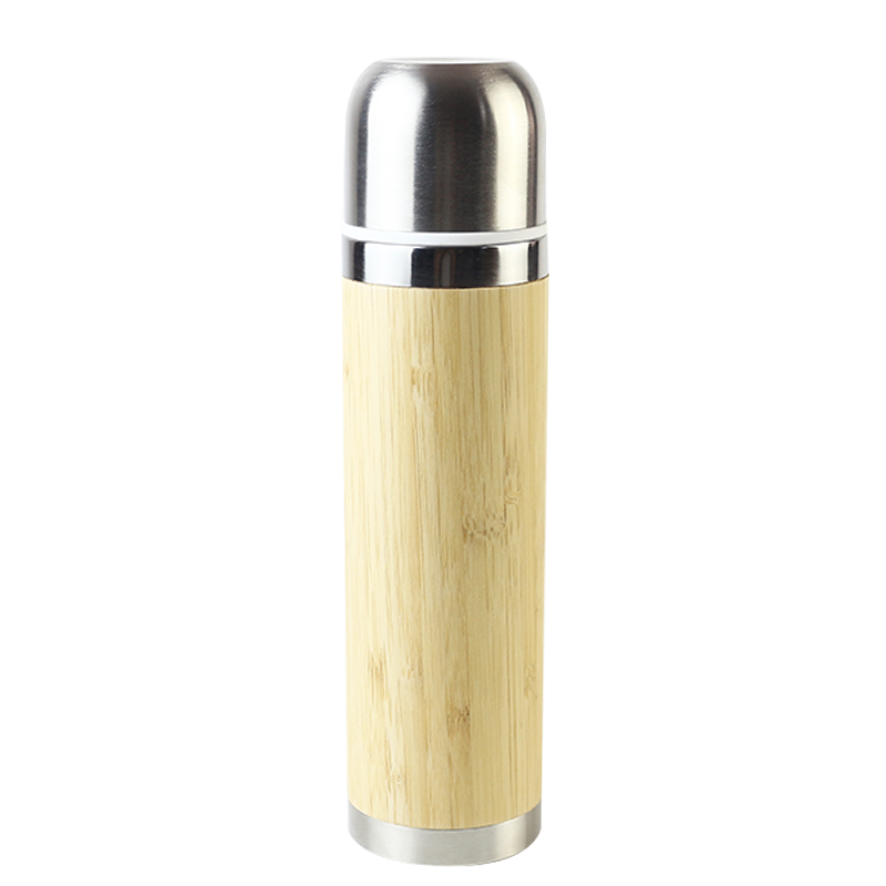 Thermos en bambou à grains de bois à boire en acier inoxydable de 500 ml