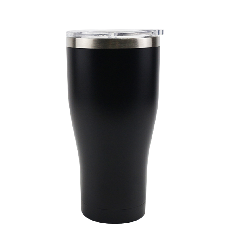 Gobelet de voiture à couvercle poussoir en plastique, grand diamètre en acier inoxydable de 30oz