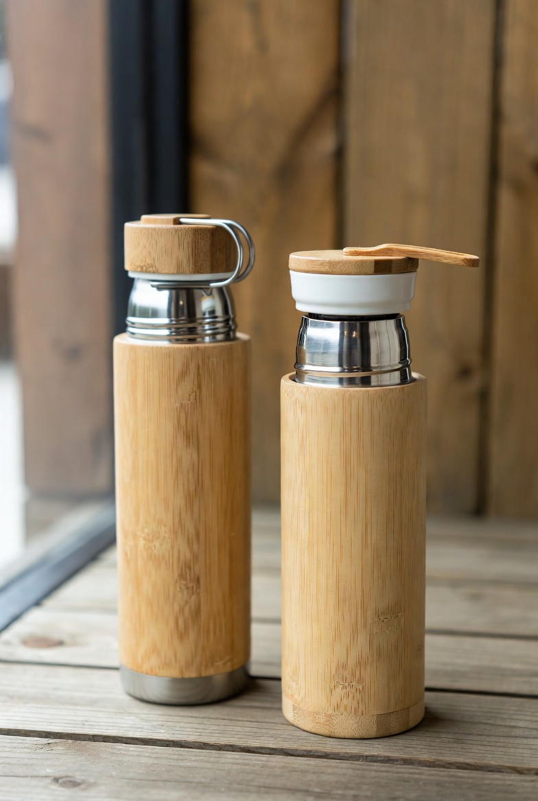 Flacons thermos en bambou Aijun : verres durables et élégants