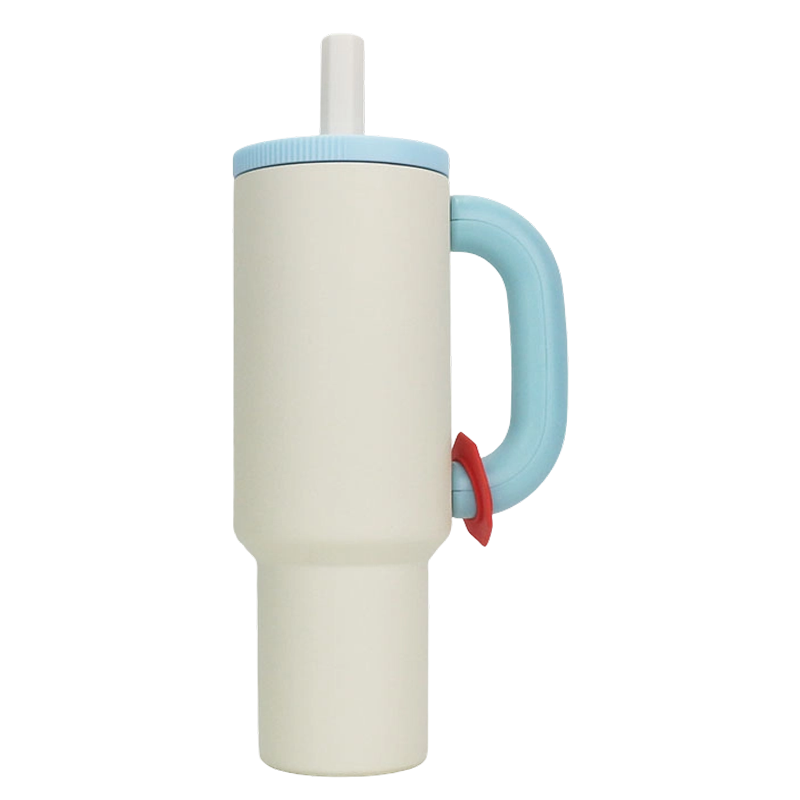 Gobelet de voiture en acier inoxydable isolé sous vide de 1200 ml avec paille et poignée